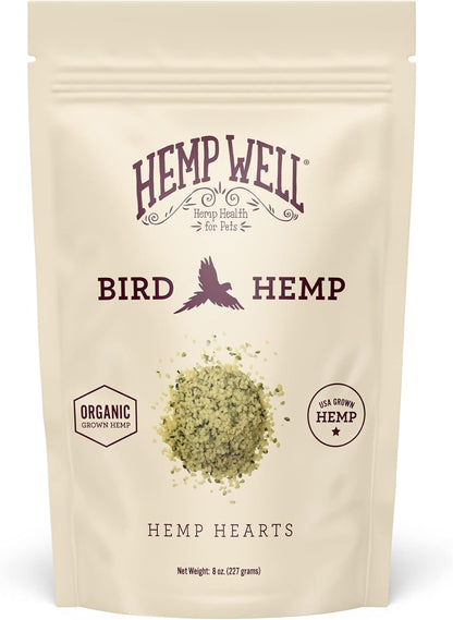 Organic Hemp Hearts for Birds Feather Plucking Support Relaxation - 8oz