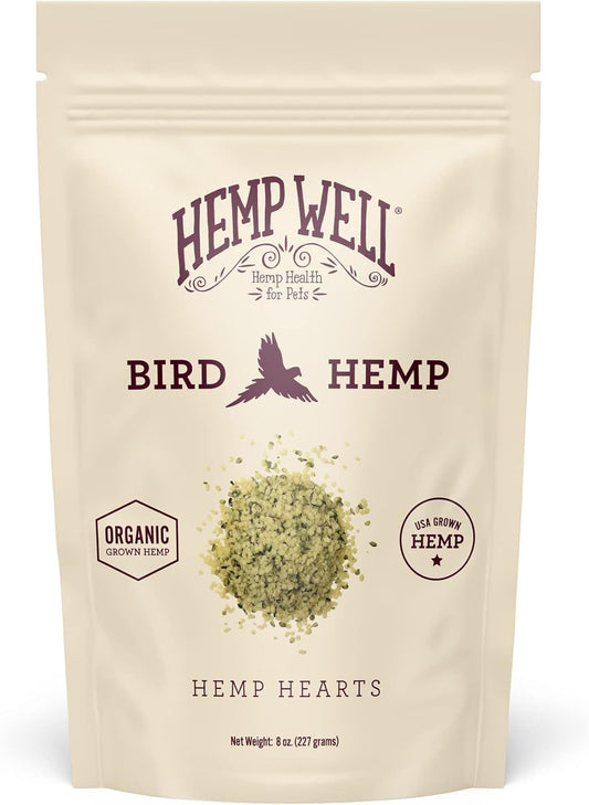 Organic Hemp Hearts for Birds Feather Plucking Support Relaxation - 8oz