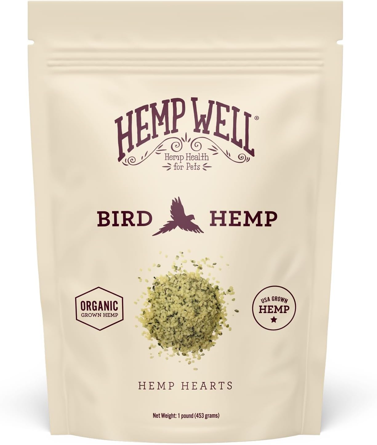 Organic Hemp Hearts for Birds Feather Plucking Support Relaxation - 8oz