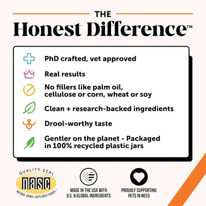 Pet Honesty Senior Hemp Hip & Joint Chews for Dogs | Mobility Support 90 Ct