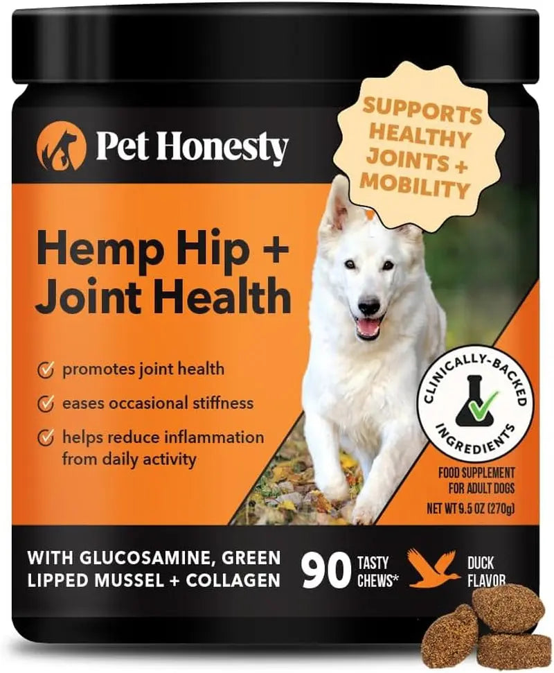 Pet Honesty Senior Hemp Hip & Joint Chews for Dogs | Mobility Support 90 Ct
