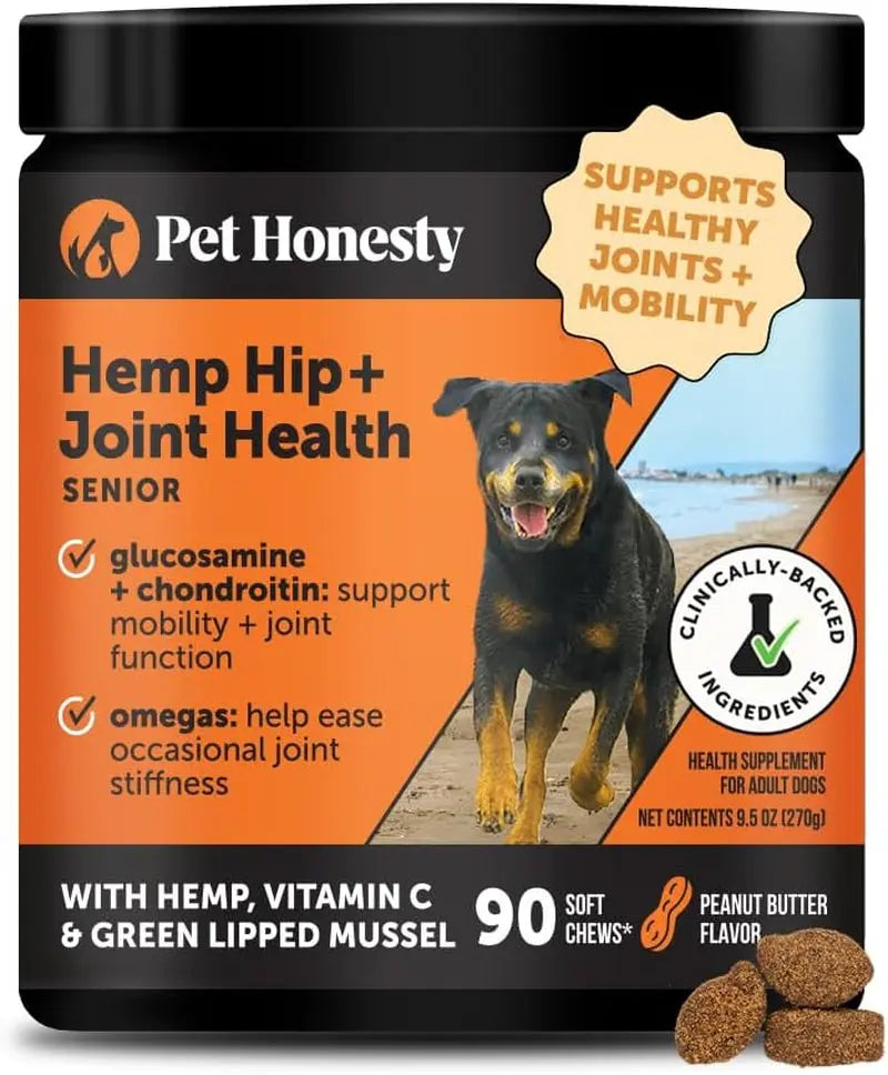 Pet Honesty Senior Hemp Hip & Joint Chews for Dogs | Mobility Support 90 Ct