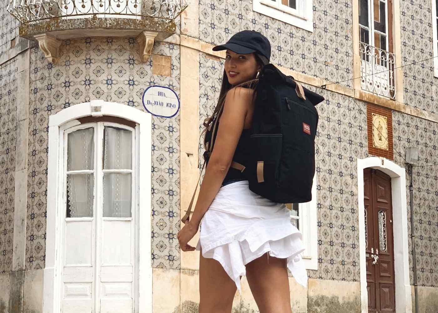 Extra Large Hemp Rolltop Backpack in Black