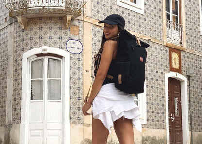 Extra Large Hemp Rolltop Backpack in Black