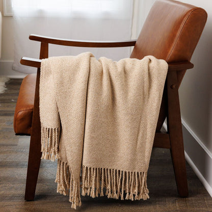 Handloomed Undyed Baby Alpaca & Peruvian Pima Cotton Throw Blanket