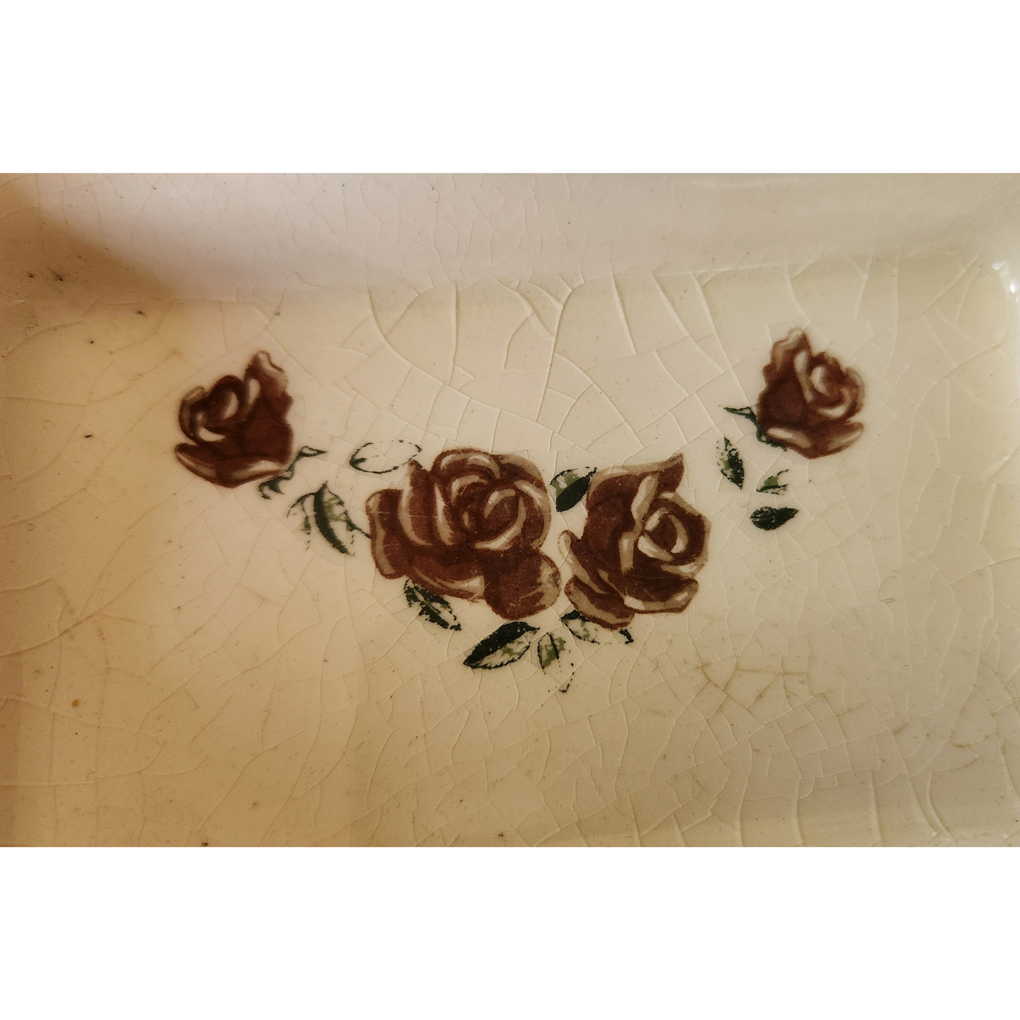 Mid-Century Ceramic Rose Painted Ashtray