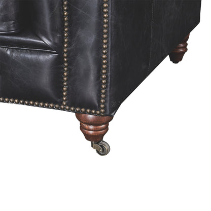 Century Chesterfield Arm Chair - Slate Leather - Marijuana Mama