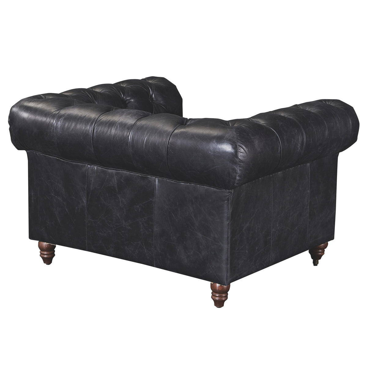 Century Chesterfield Arm Chair - Slate Leather - Marijuana Mama