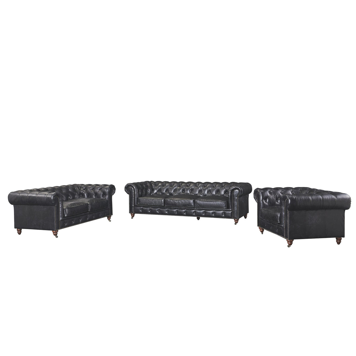 Century Chesterfield Arm Chair - Slate Leather - Marijuana Mama