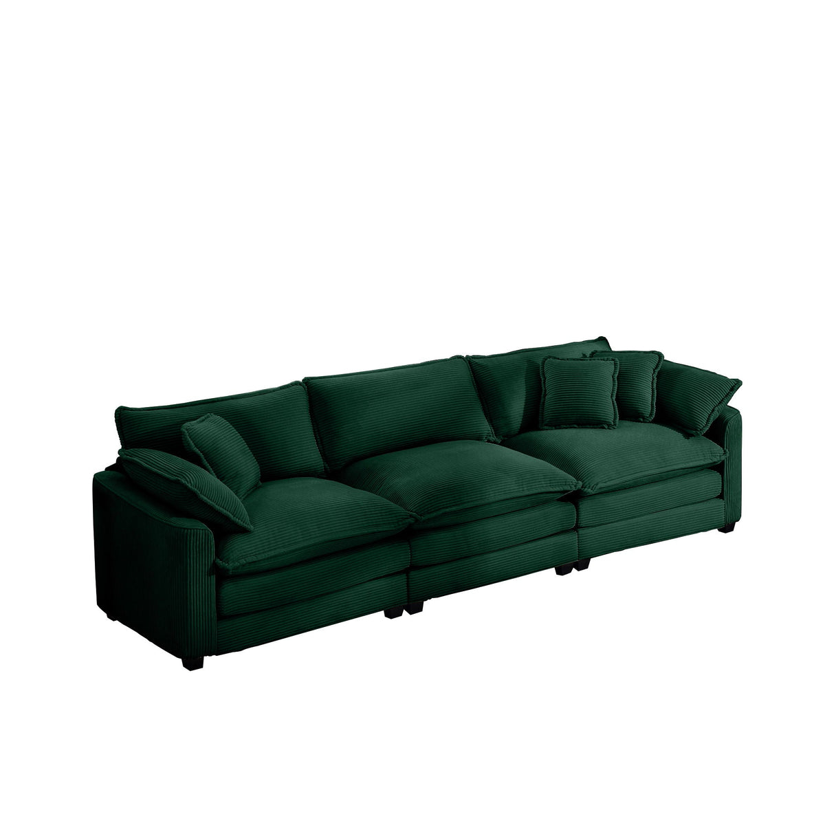 Mid-Century Modern 3 Seater Sectional Sofa With Arm And Throw Pillows - Marijuana Mama