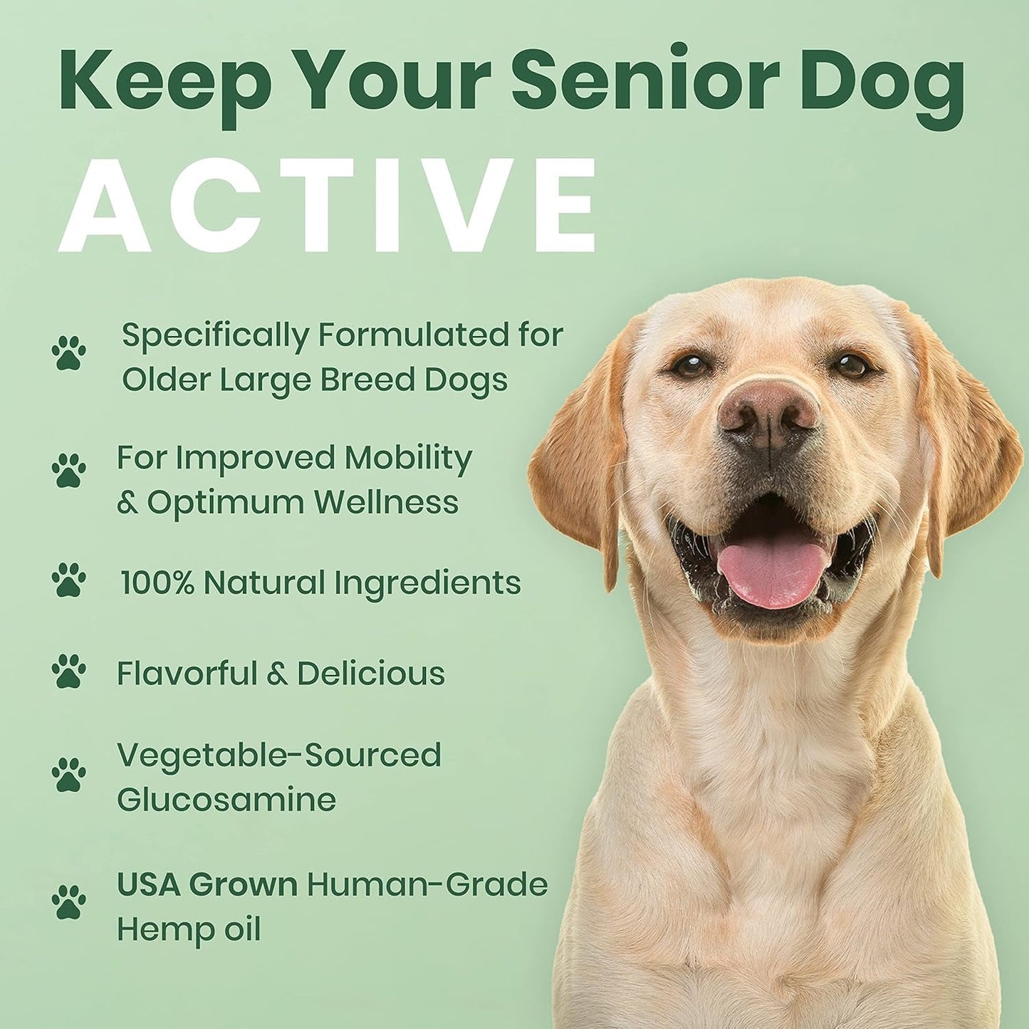 Dog Hip Joint Supplement Hemp Glucosamine Chews for Senior Large Breed
