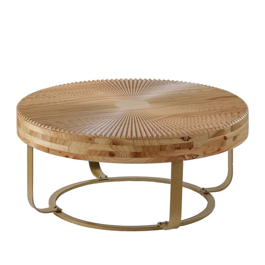Modern Round Coffee Table With Wooden Carving Pattern - Marijuana Mama