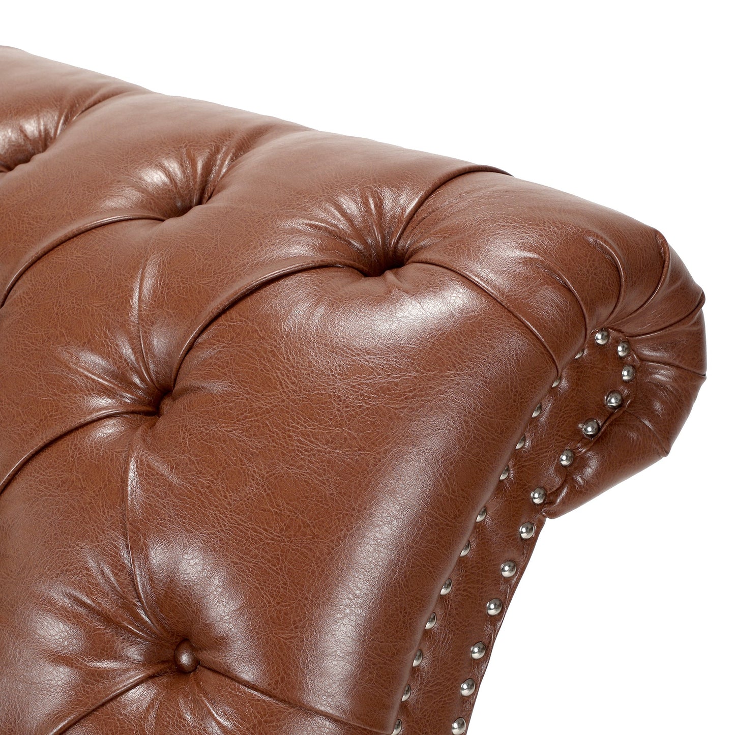 Brown Tufted Armless Chaise Lounge