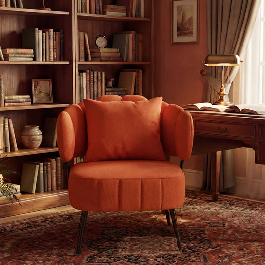 Chenille Orange Accent Chair