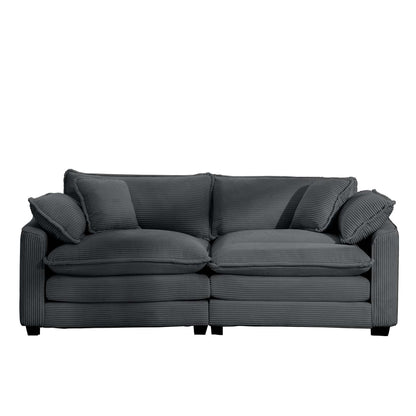 Modern 2 Seater With 4 Pillows, Upholstered Deep Seating Loveseat - Marijuana Mama