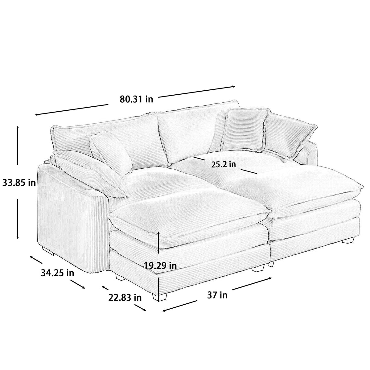 Modern Oversized Modular Cushion Sofa With Ottoman - Marijuana Mama