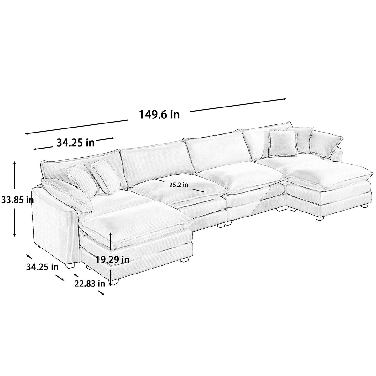 Modern Oversized Modular Cushion Sofa With Ottoman - Marijuana Mama