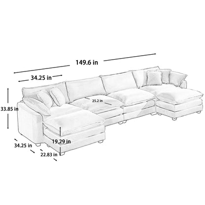 Modern Oversized Modular Cushion Sofa With Ottoman - Marijuana Mama