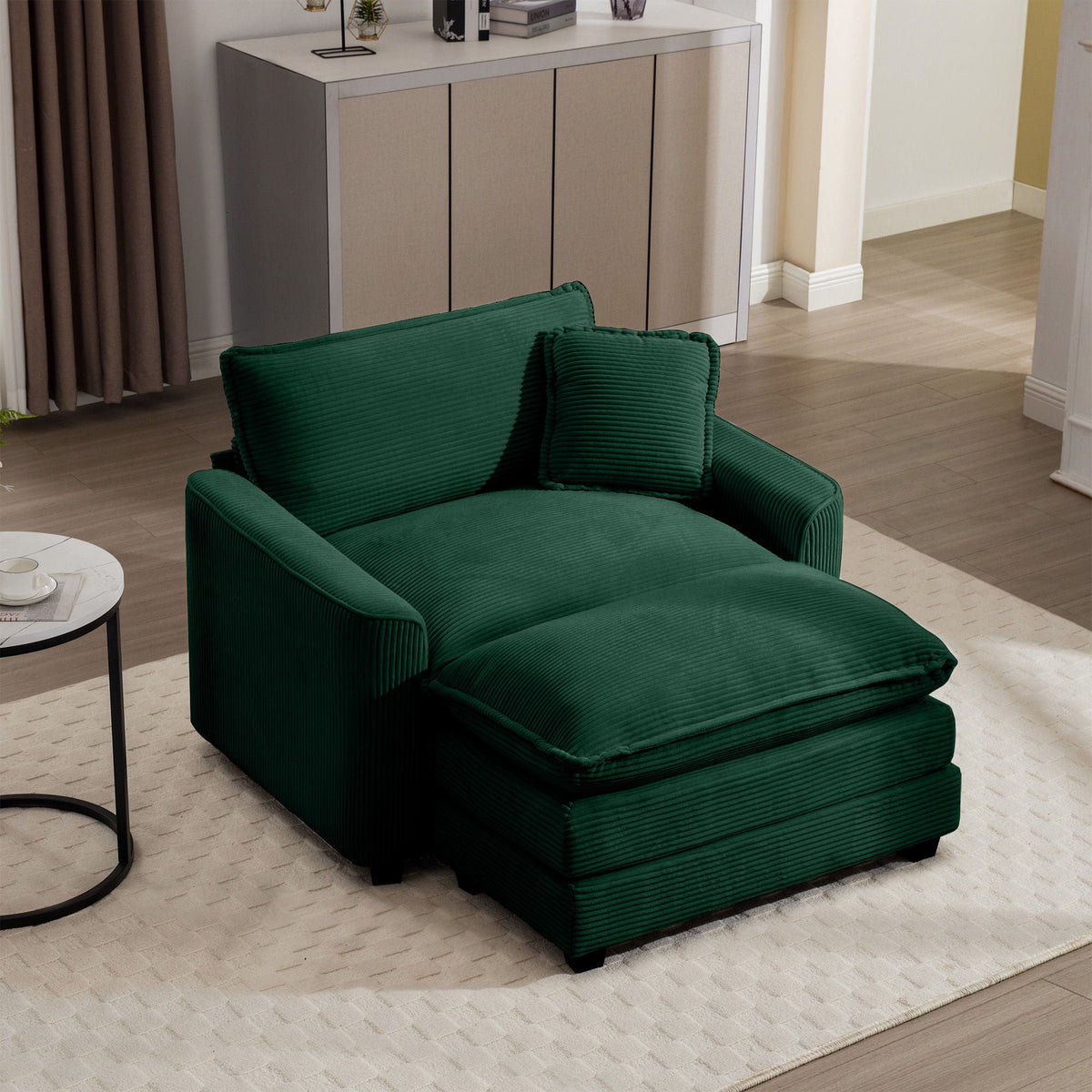 Classic Modern Comfortable Single Chair Deep Seat Sofa With Footstool - Marijuana Mama