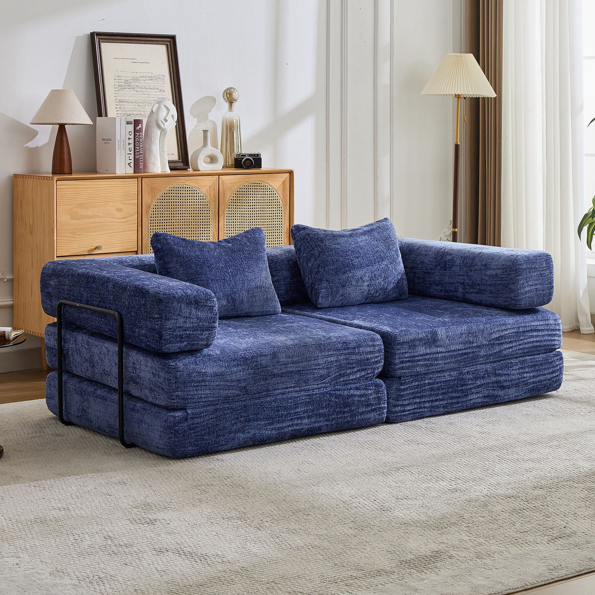 Convertible Floor Sofa Bed With Pillow Back Support Armrest - Marijuana Mama