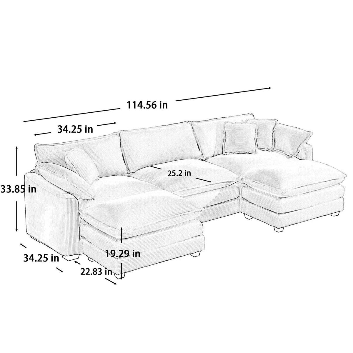 Modern Oversized Modular Cushion Sofa With Ottoman - Marijuana Mama
