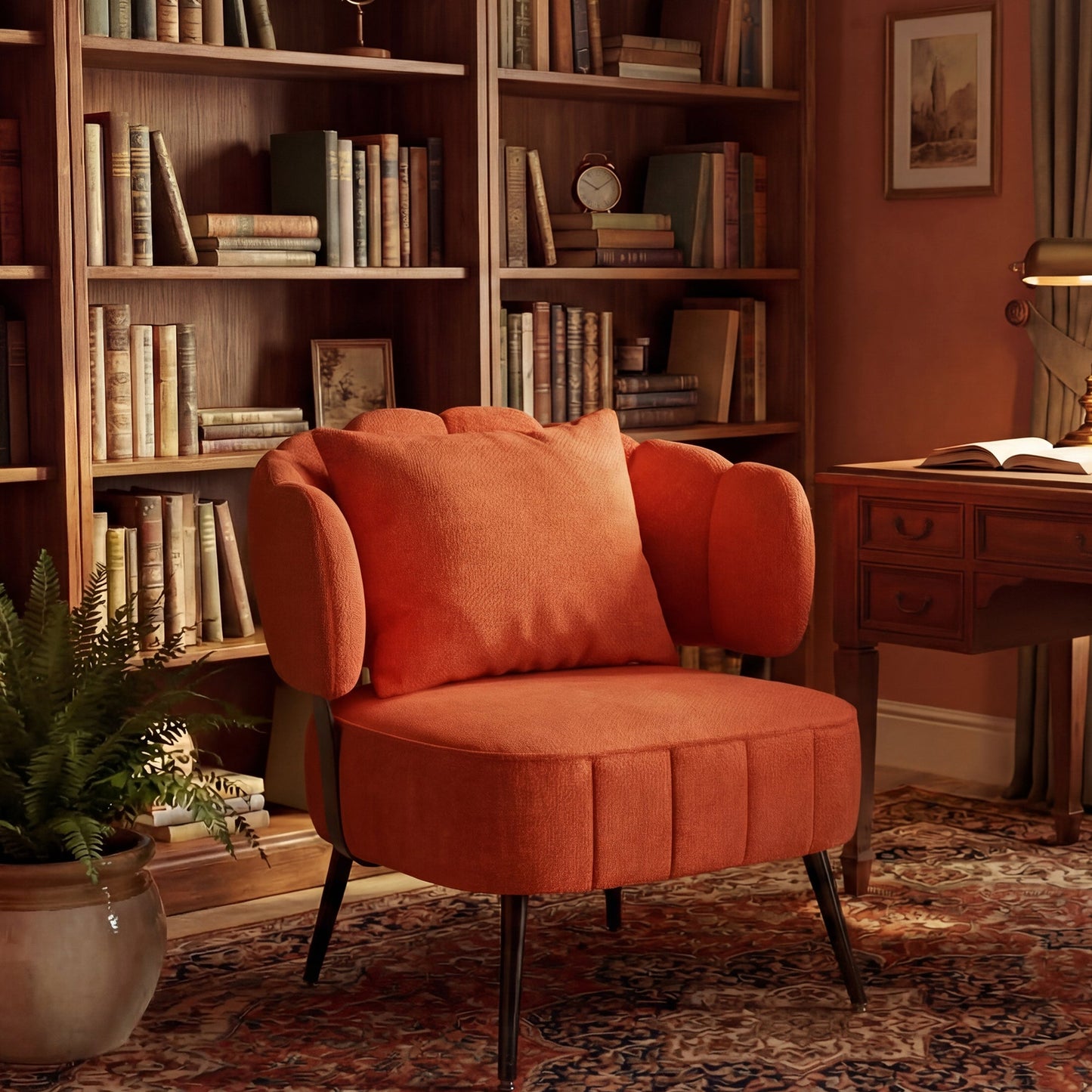 Chenille Orange Accent Chair