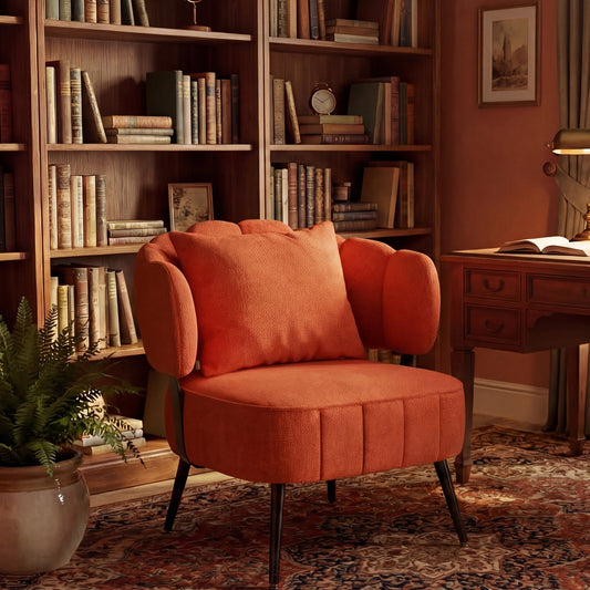 Chenille Orange Accent Chair