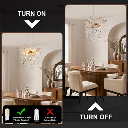 Chandelier Tree Branch Crystal Gold 7-Light