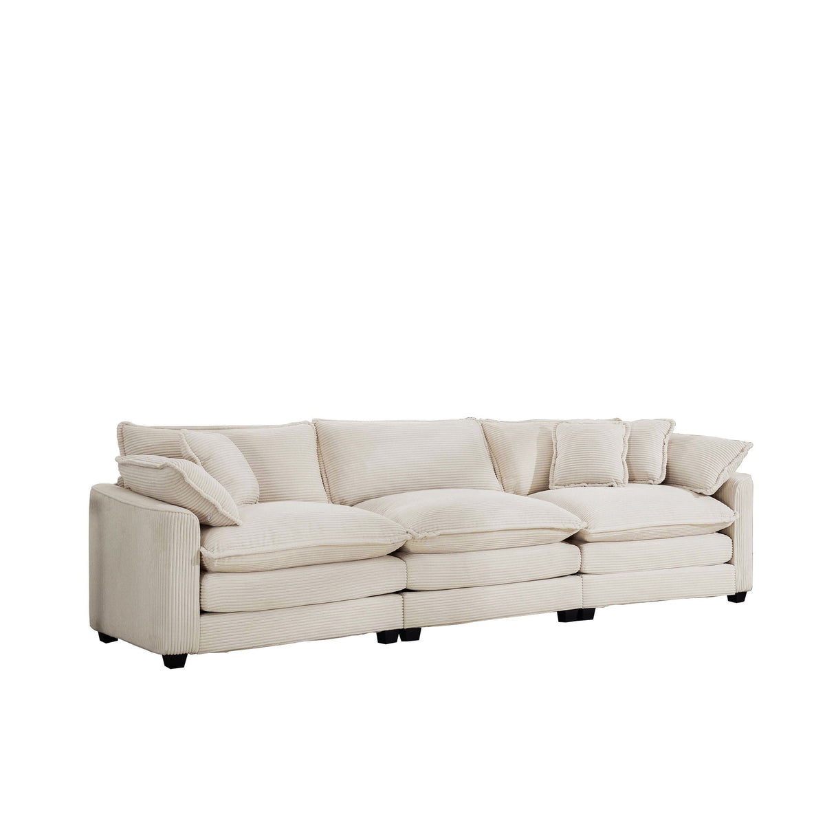 Mid-Century Modern 3 Seater Sectional Sofa With Arm And Throw Pillows - Marijuana Mama