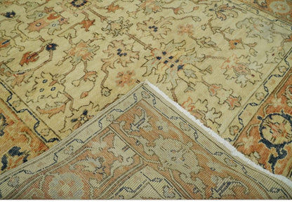 Tabriz 6x8 Hand Knotted Beige & Rust Traditional Wool Rug