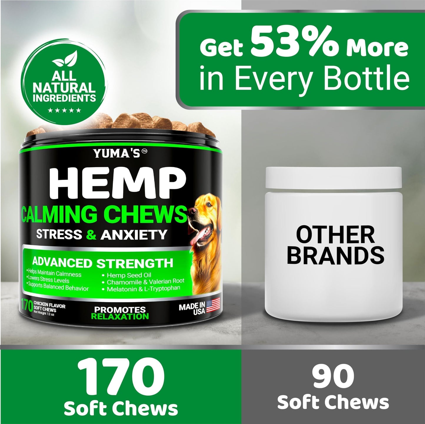 Hemp Calming Chews for Dogs- 170 Count Chicken Flavor