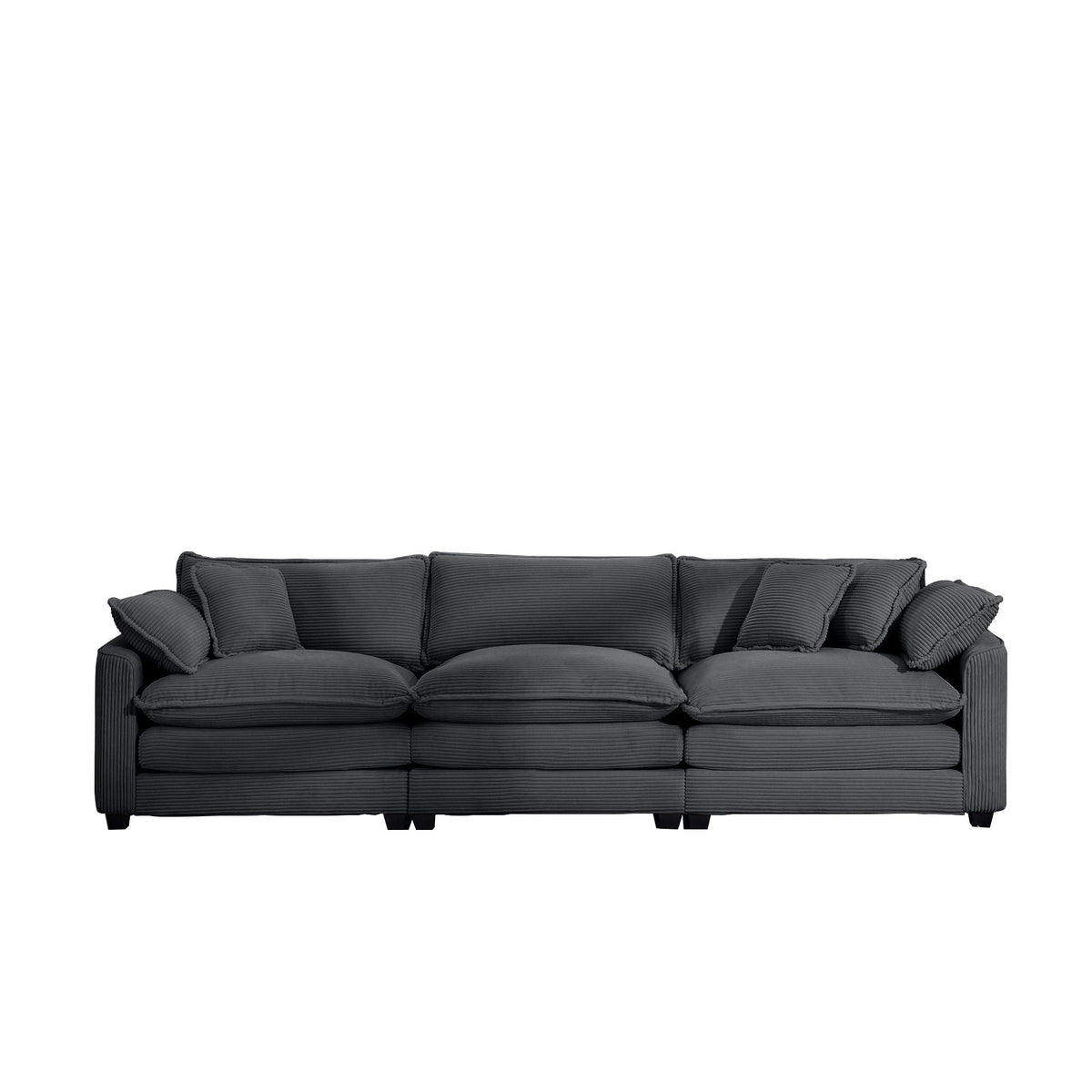 Mid-Century Modern 3 Seater Sectional Sofa With Arm And Throw Pillows - Marijuana Mama
