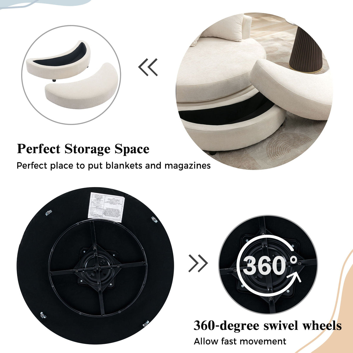 360° Swivel Accent Barrel Chair With Storage Ottoman & 4 Pillows - Marijuana Mama