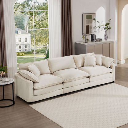 Mid-Century Modern 3 Seater Sectional Sofa With Arm And Throw Pillows - Marijuana Mama