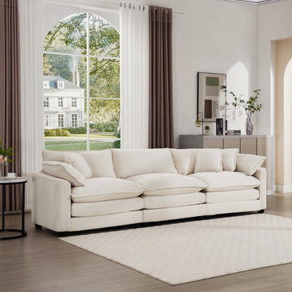 Mid-Century Modern 3 Seater Sectional Sofa With Arm And Throw Pillows - Marijuana Mama