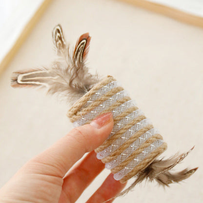Toy With Cat Feathers Hemp Rope For Scratching