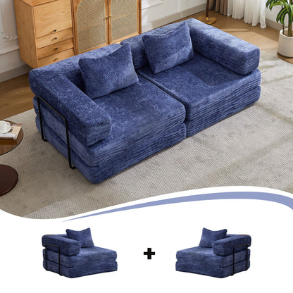 Convertible Floor Sofa Bed With Pillow Back Support Armrest - Marijuana Mama