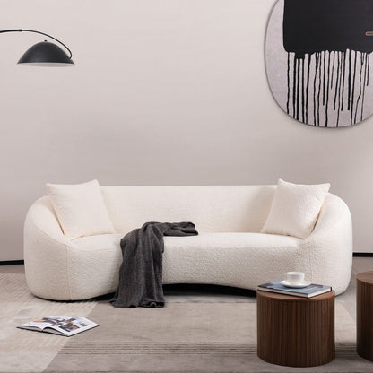 Curved 3 Seater Sofa For Living Room - White - Marijuana Mama