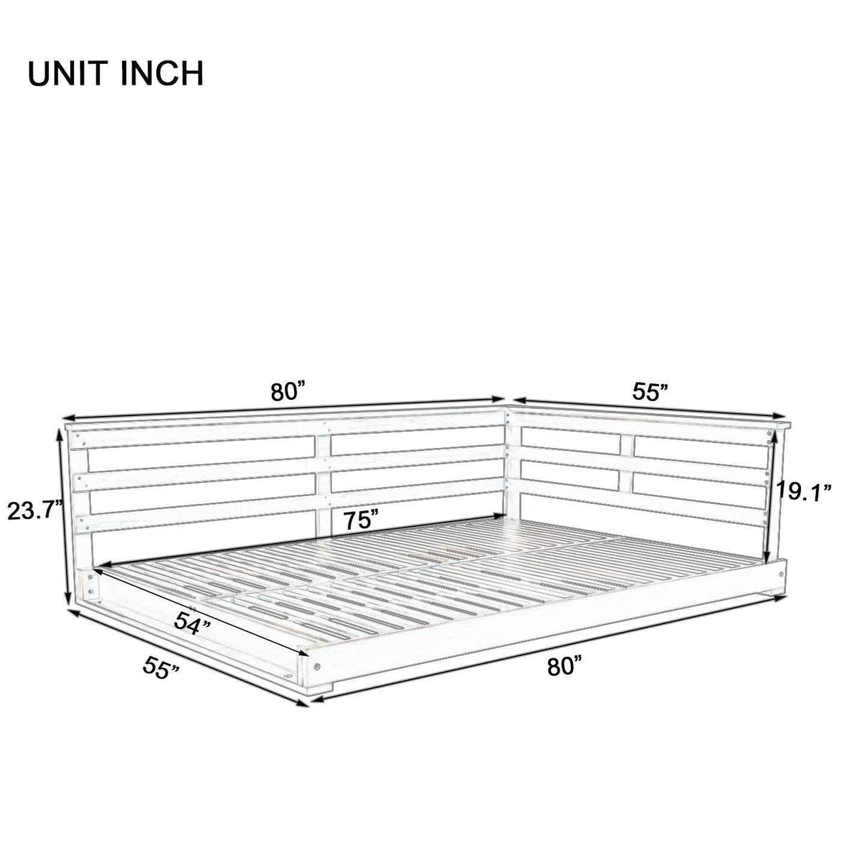 Acacia Wood Porch Swing Bed for Outdoors with Hemp Ropes - Full Size