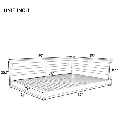 Acacia Wood Porch Swing Bed for Outdoors with Hemp Ropes - Full Size