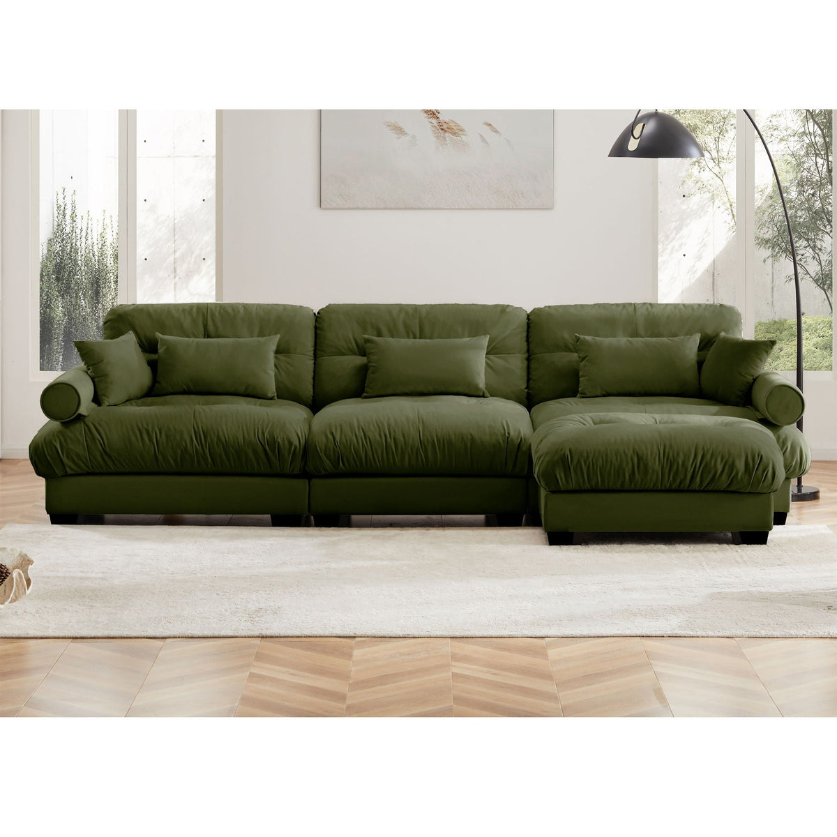 Super Comfort Oversized Modular Sectional Sofa With Movable Ottoman - Marijuana Mama