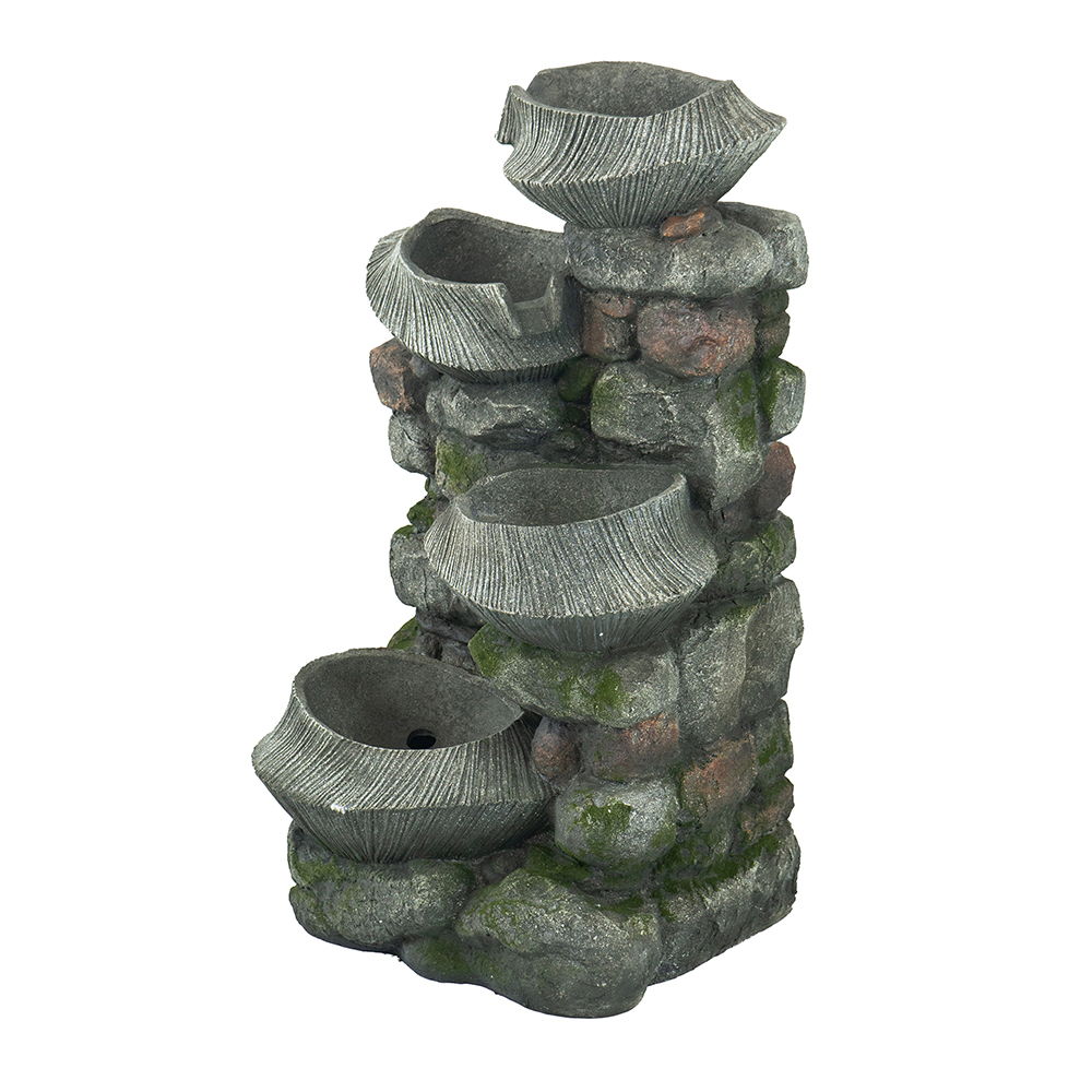 Indoor/Outdoor Stone Water Fountain, 4 Tier With LED - Marijuana Mama