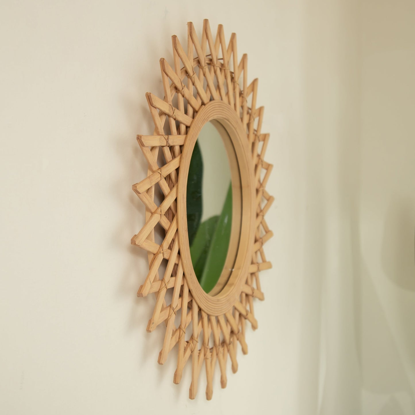 Round Hemp Rope Diamond Pattern Wall Mirror