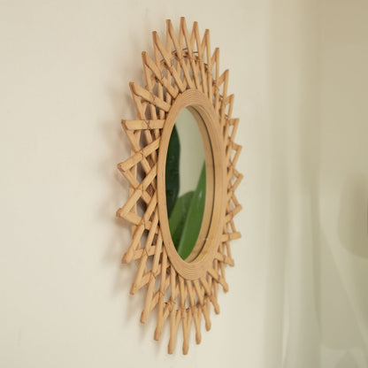 Round Hemp Rope Diamond Pattern Wall Mirror
