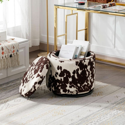 Milk Cow Velvet Upholstered Storage Swivel Chair