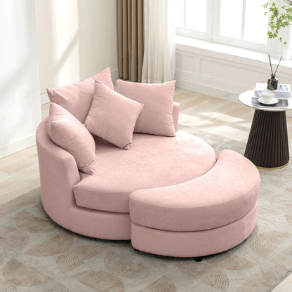 360° Swivel Accent Barrel Chair With Storage Ottoman & 4 Pillows - Marijuana Mama