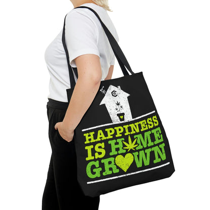 "Happiness is Homegrown" Black Tote Bag
