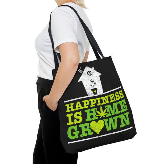 "Happiness is Homegrown" Black Tote Bag