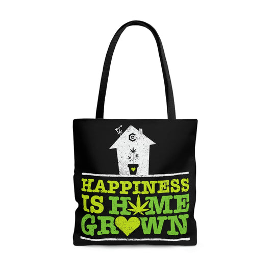 "Happiness is Homegrown" Black Tote Bag