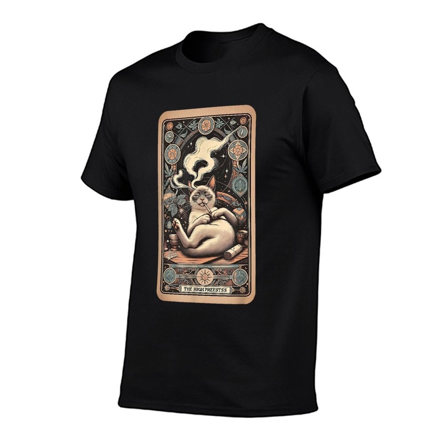 High Priestess Tarot Card Siamese Cat Smoking Weed Tee
